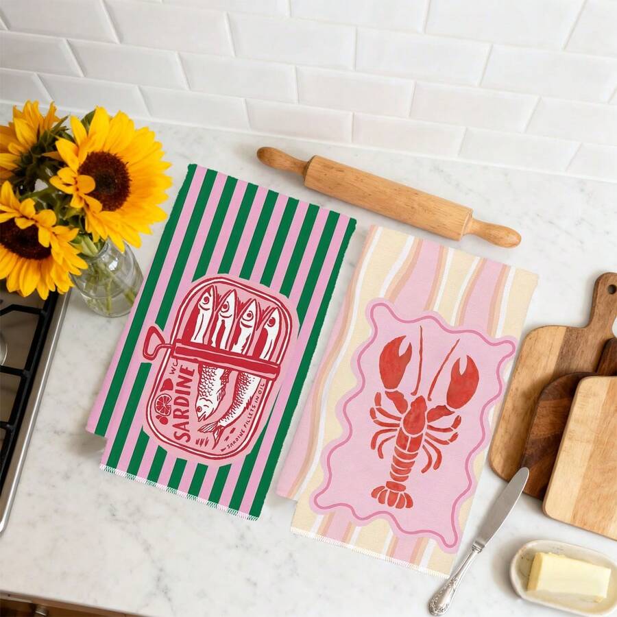 2 Buah, Handuk Dapur Bergaris  - Home Cooking Cookbook ulasan dan harga